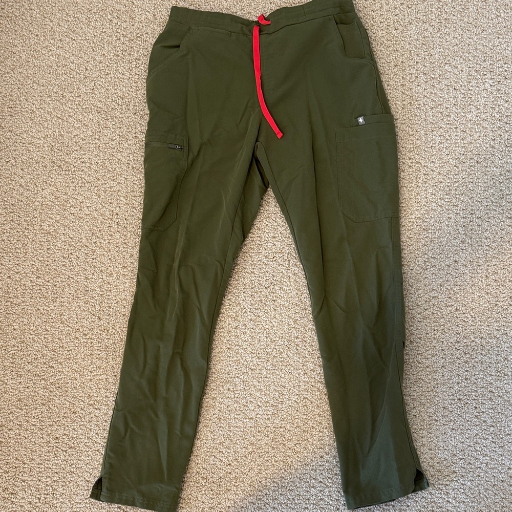 Women's Green Pants with Red Accent